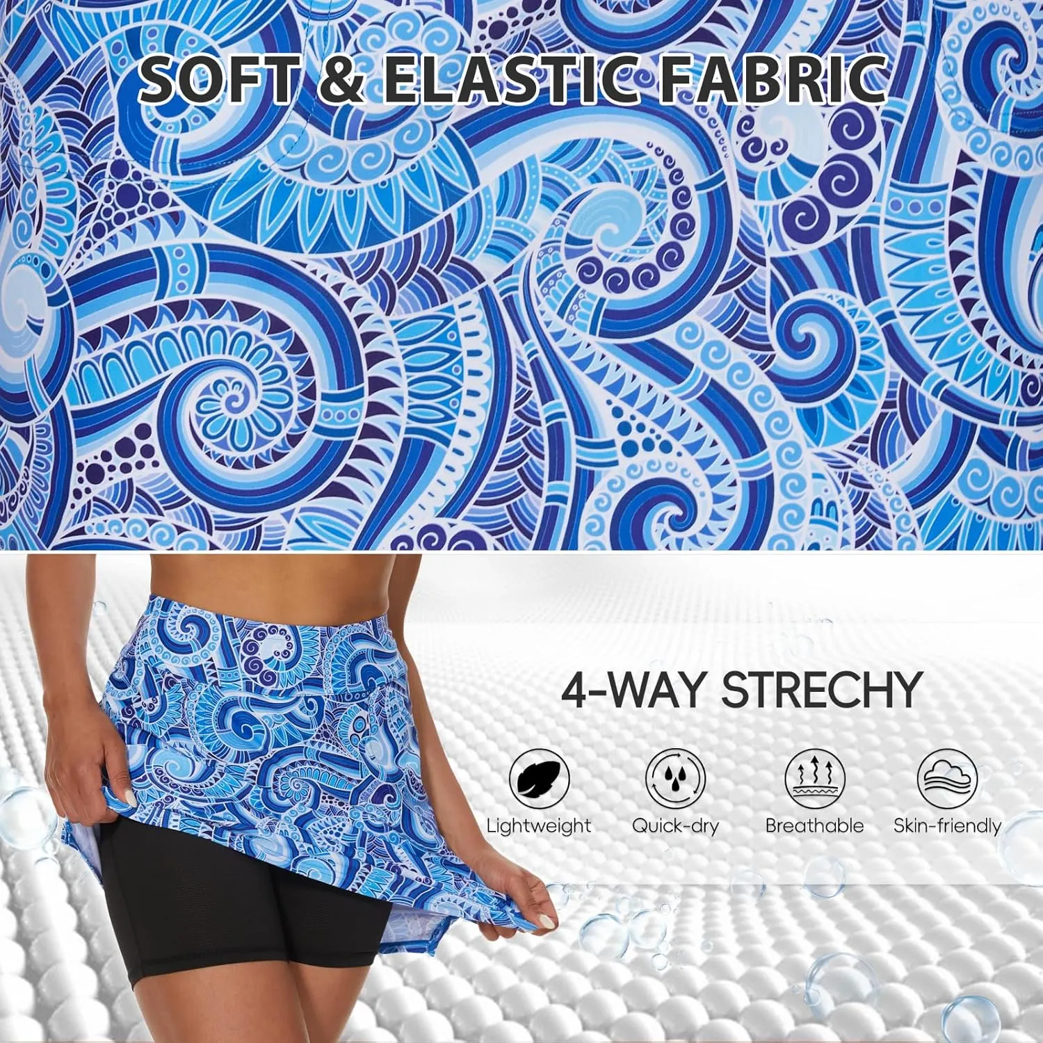 M MOTEEPI Skorts Skirts for Women 18" Athletic Golf Skort with Pockets Casual Dressy High Waist