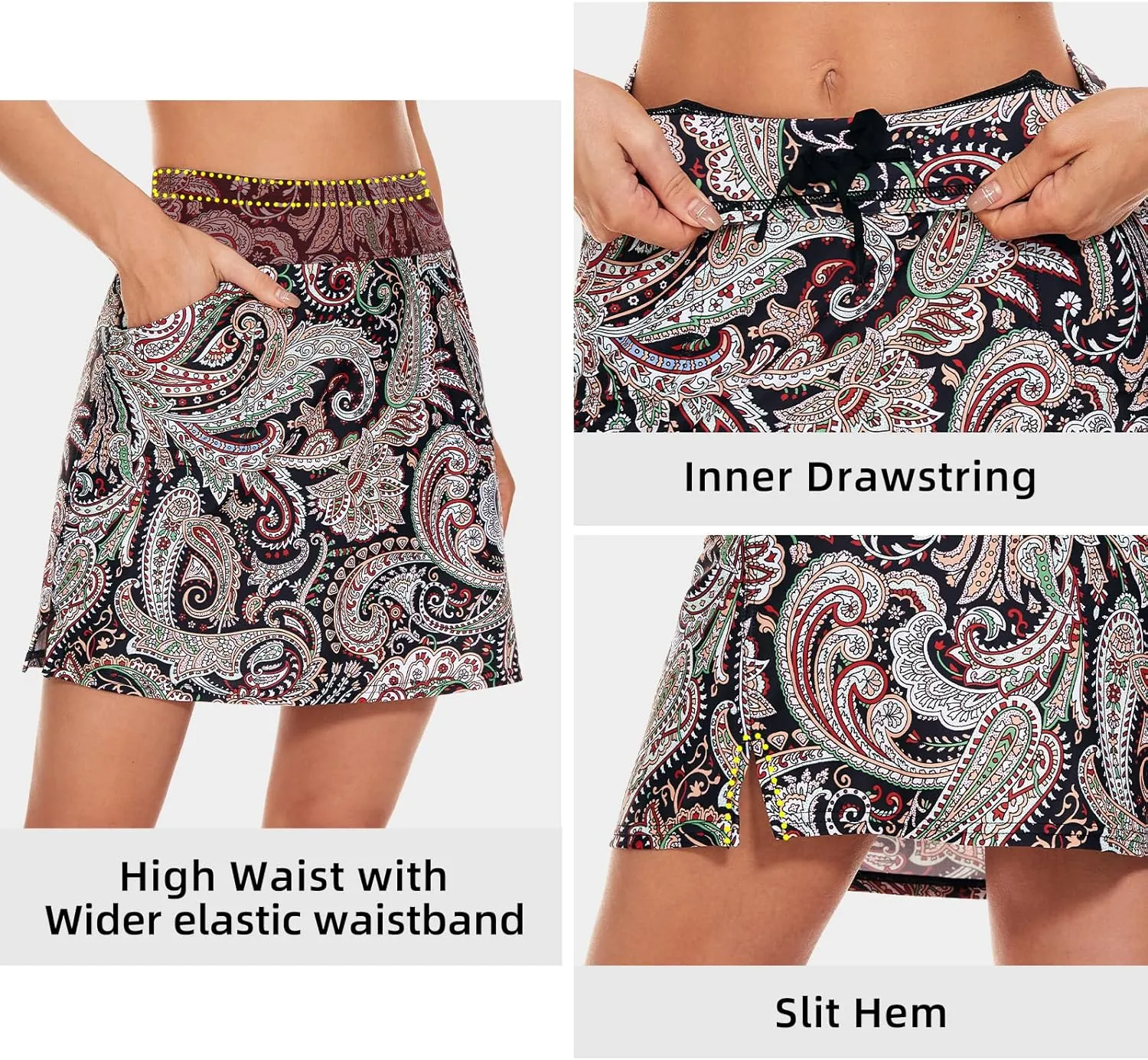 M MOTEEPI Skorts Skirts for Women 18" Athletic Golf Skort with Pockets Casual Dressy High Waist