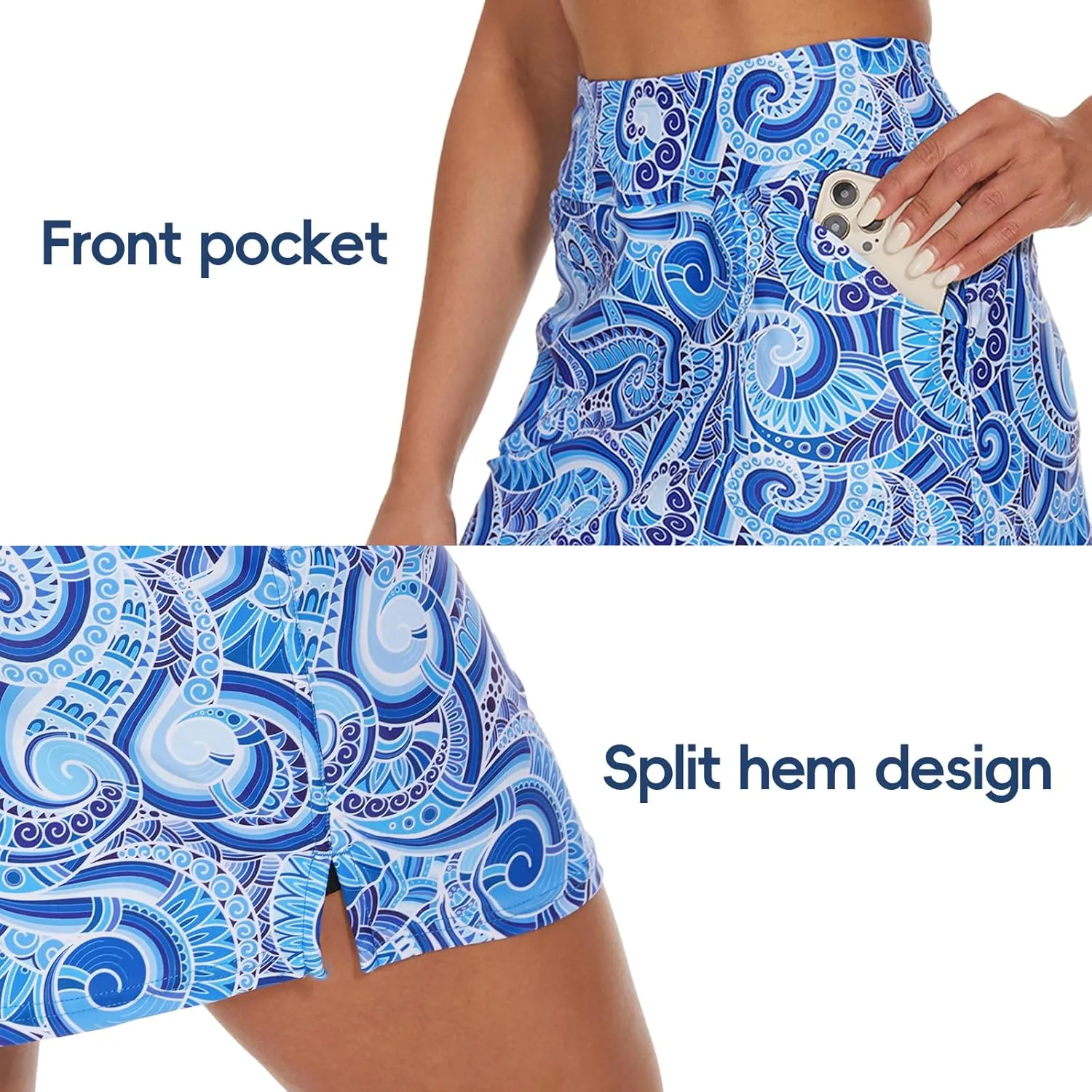 M MOTEEPI Skorts Skirts for Women 18" Athletic Golf Skort with Pockets Casual Dressy High Waist