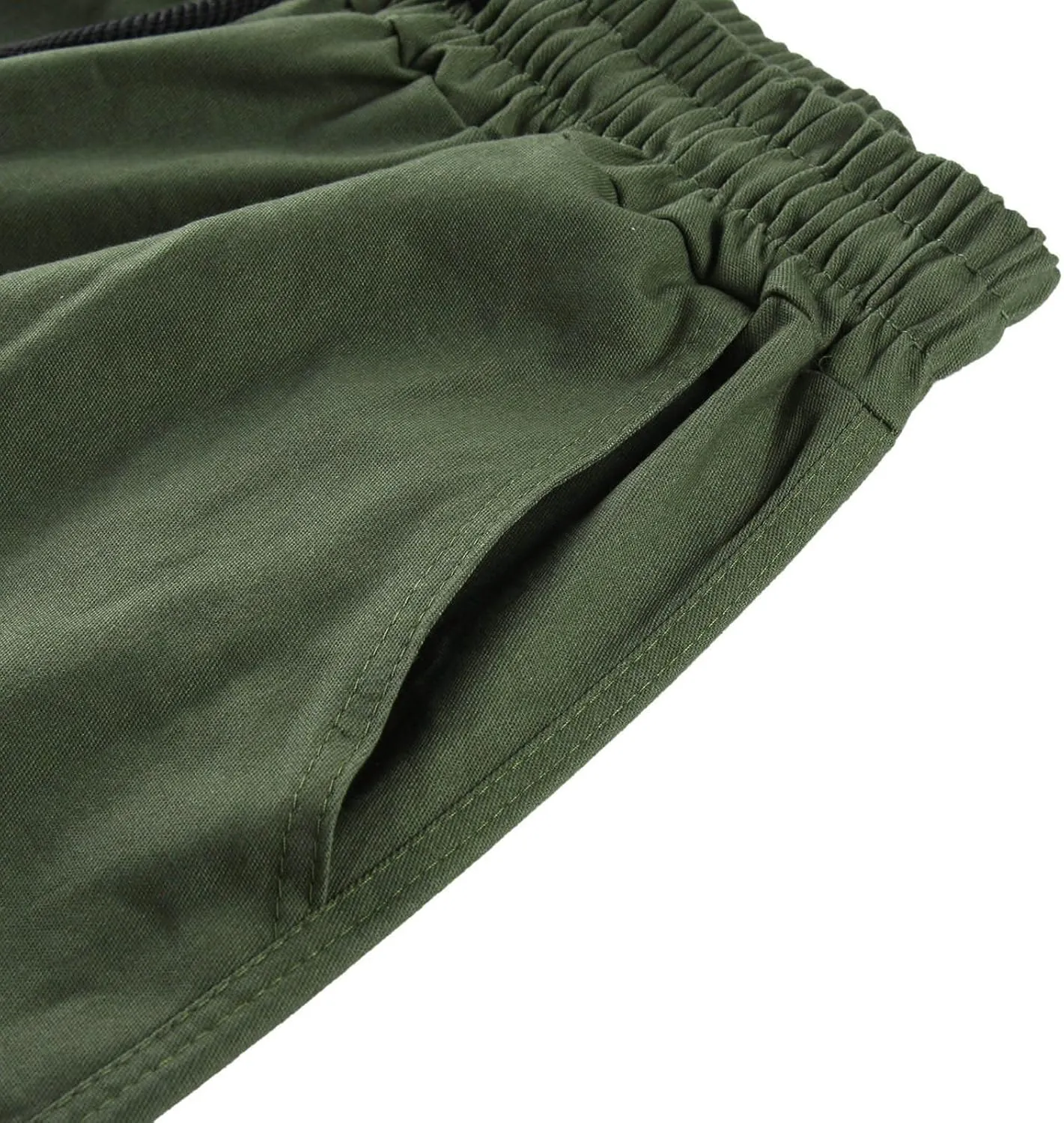 Men Cargo Work Pants Casual Linen Elasticated Waist Pant Jogging Sweatpants Joggers Baggy Sports Gym Pants