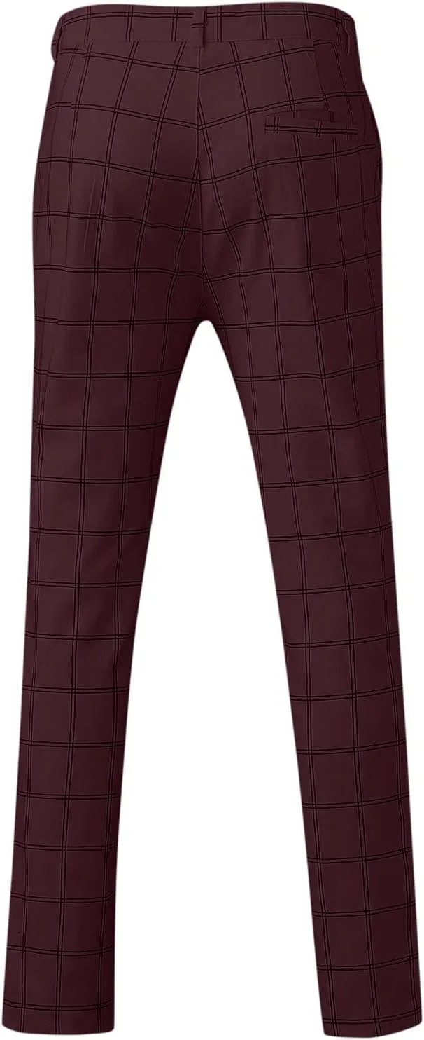 Men Casual Pants Slim-Fit Casual Stretch Chino Pant Men's Classic-Fit Wrinkle- Flat-Front Chino White Linen Trousers