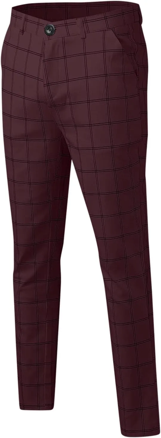 Men Casual Pants Slim-Fit Casual Stretch Chino Pant Men's Classic-Fit Wrinkle- Flat-Front Chino White Linen Trousers