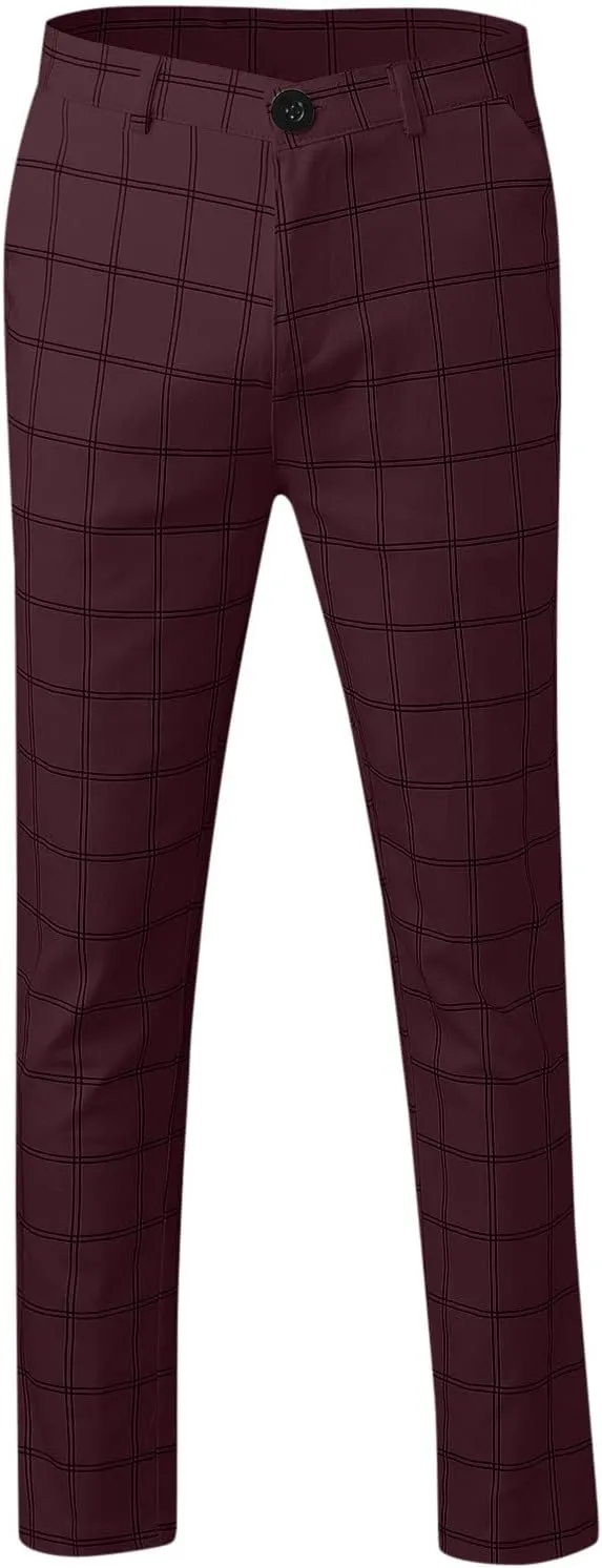 Men Casual Pants Slim-Fit Casual Stretch Chino Pant Men's Classic-Fit Wrinkle- Flat-Front Chino White Linen Trousers
