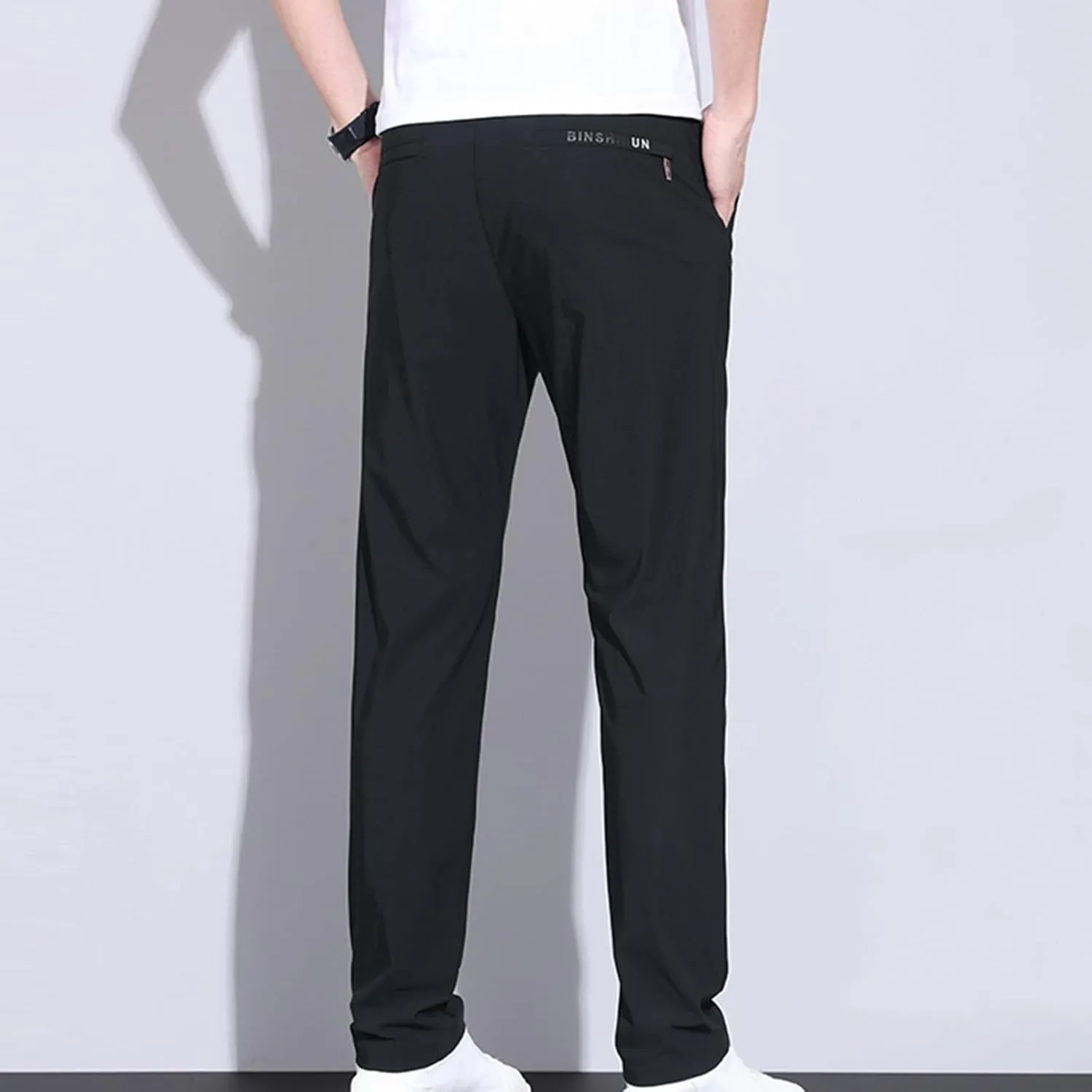 Men Chino Pants Slim Fit Straight Leg Trousers Casual Formal Pants Business Office Work Pant Elasticated Waist Workwear