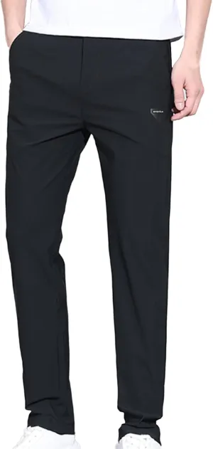 Men Chino Pants Slim Fit Straight Leg Trousers Casual Formal Pants Business Office Work Pant Elasticated Waist Workwear