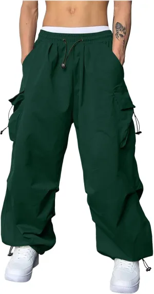 Men's Baggy Cargo Pants Casual Parachute Cargo Pants Stretch Loose Fit Joggers Multi Pockets