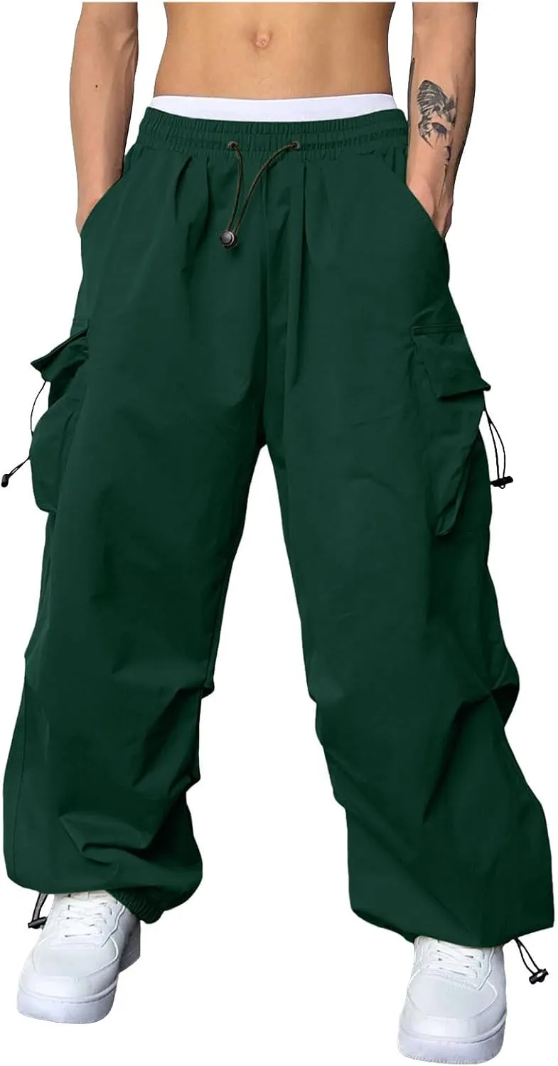 Men's Baggy Cargo Pants Casual Parachute Cargo Pants Stretch Loose Fit Joggers Multi Pockets