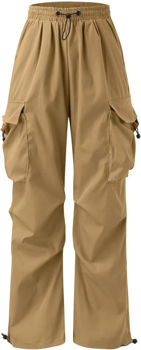 Men's Baggy Cargo Pants Trendy Casual Parachute Pants Cotton Stretch Loose Fit Harem Joggers with Pockets