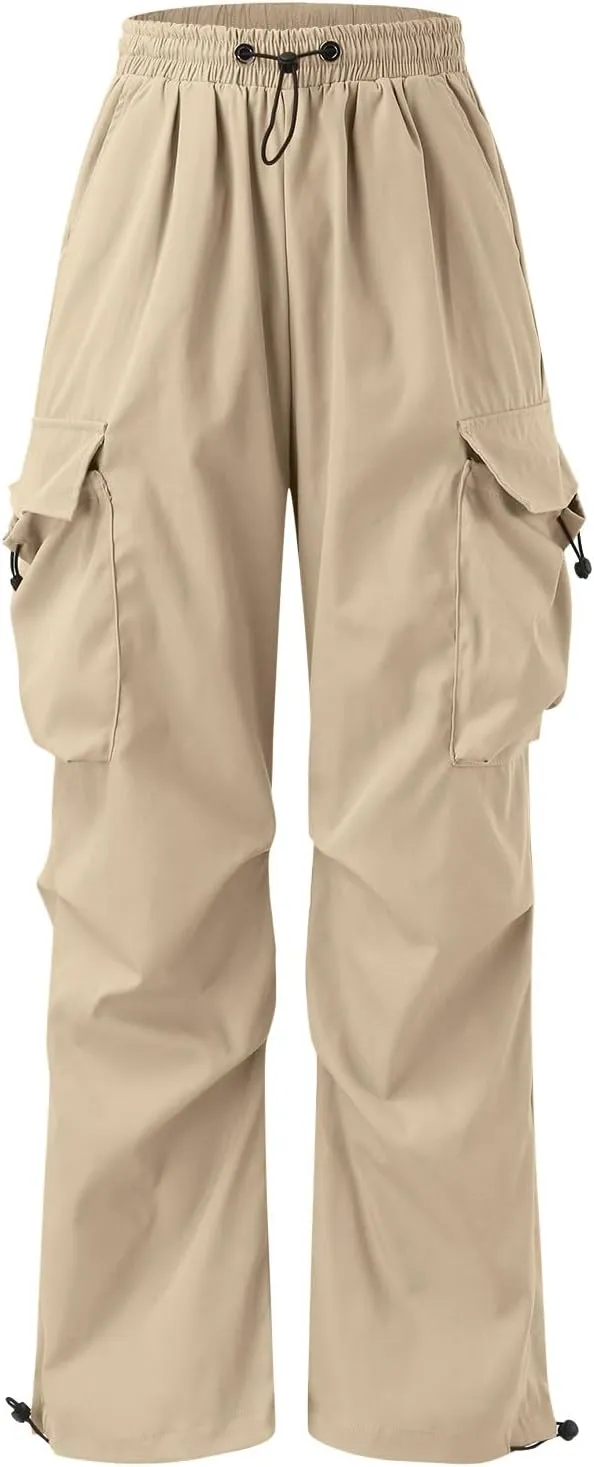 Mens Cargo Pants Casual Lightweight Drawstring Pant Hiking Pant with Multiple Pockets