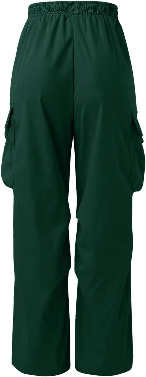 Mens Cargo Pants Casual Loose Fit Wide Leg Elasticated Waist Pant Sweatpants with Pockets