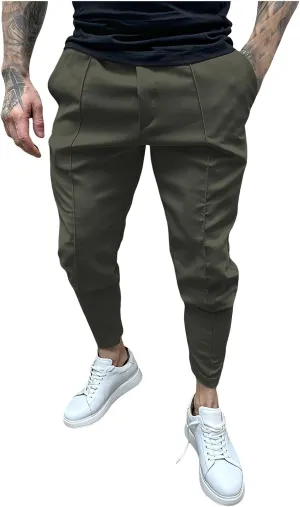 Men's Casual Cargo Chino Trousers Sport Jogging Slim Fit Trousers Linen Pants Men's Straight Tapered Fit Cargo Pants