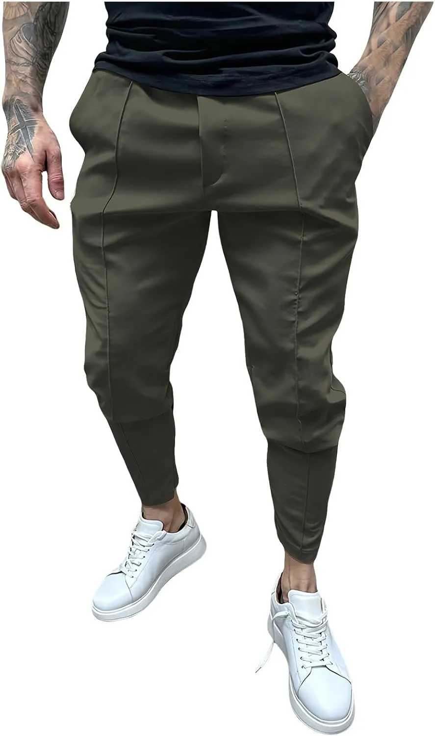 Men's Casual Cargo Chino Trousers Sport Jogging Slim Fit Trousers Linen Pants Men's Straight Tapered Fit Cargo Pants