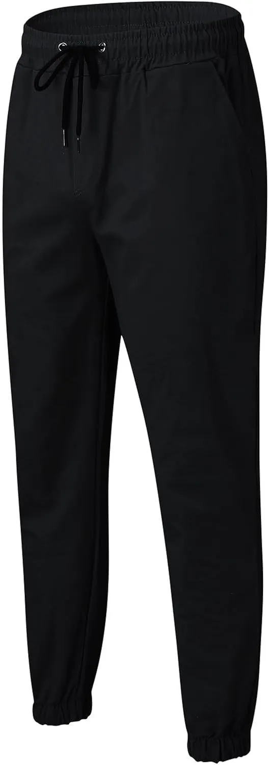 Mens Casual Joggers Pants Cotton Drawstring Cargo Pants Hiking Outdoor Twill Track Jogging Sweatpants for Men