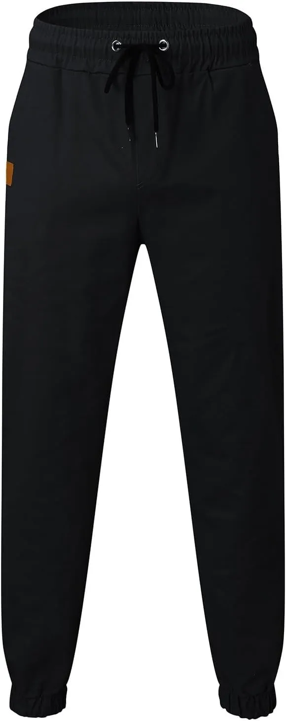 Mens Casual Joggers Pants Cotton Drawstring Cargo Pants Hiking Outdoor Twill Track Jogging Sweatpants for Men