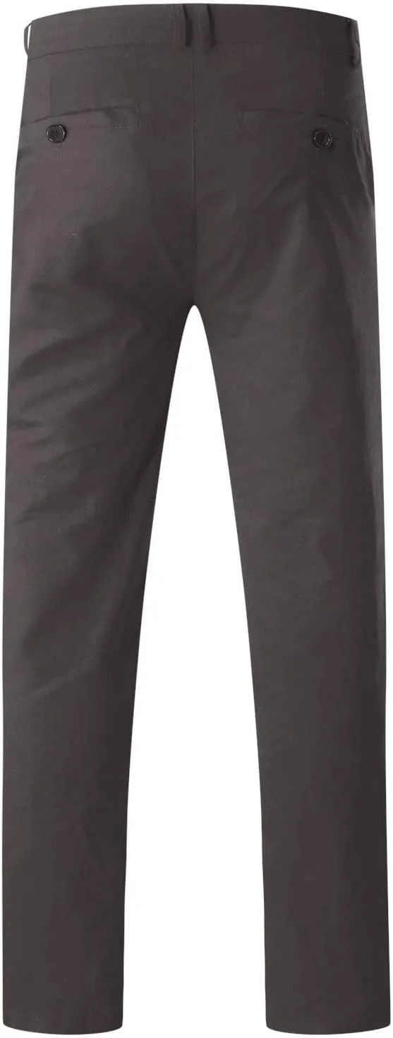 Mens Casual Outdoor Pants Lightweight Cotton Twill Elastic Waist Tapered Joggers Chino Pants with Pockets