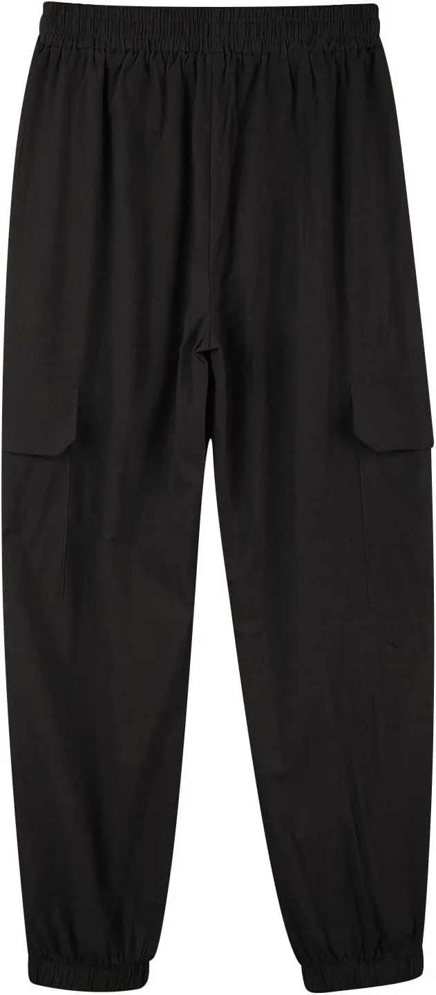 Mens Drawstring Tapered Pants Cotton and Linen Elastic Waisted Lightweight Casual Trousers Summer Quick Drying Workout Pants