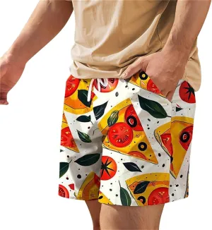 Mens Funny Beach Shorts 3D Printed Elastic Drawstring Combat Track Volleyball Capris Quick Drying Baggy Hawaiian Style Pants