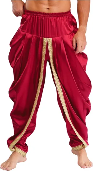 Mens Harem Pants Satin Yoga Beach Baggy Summer Trousers