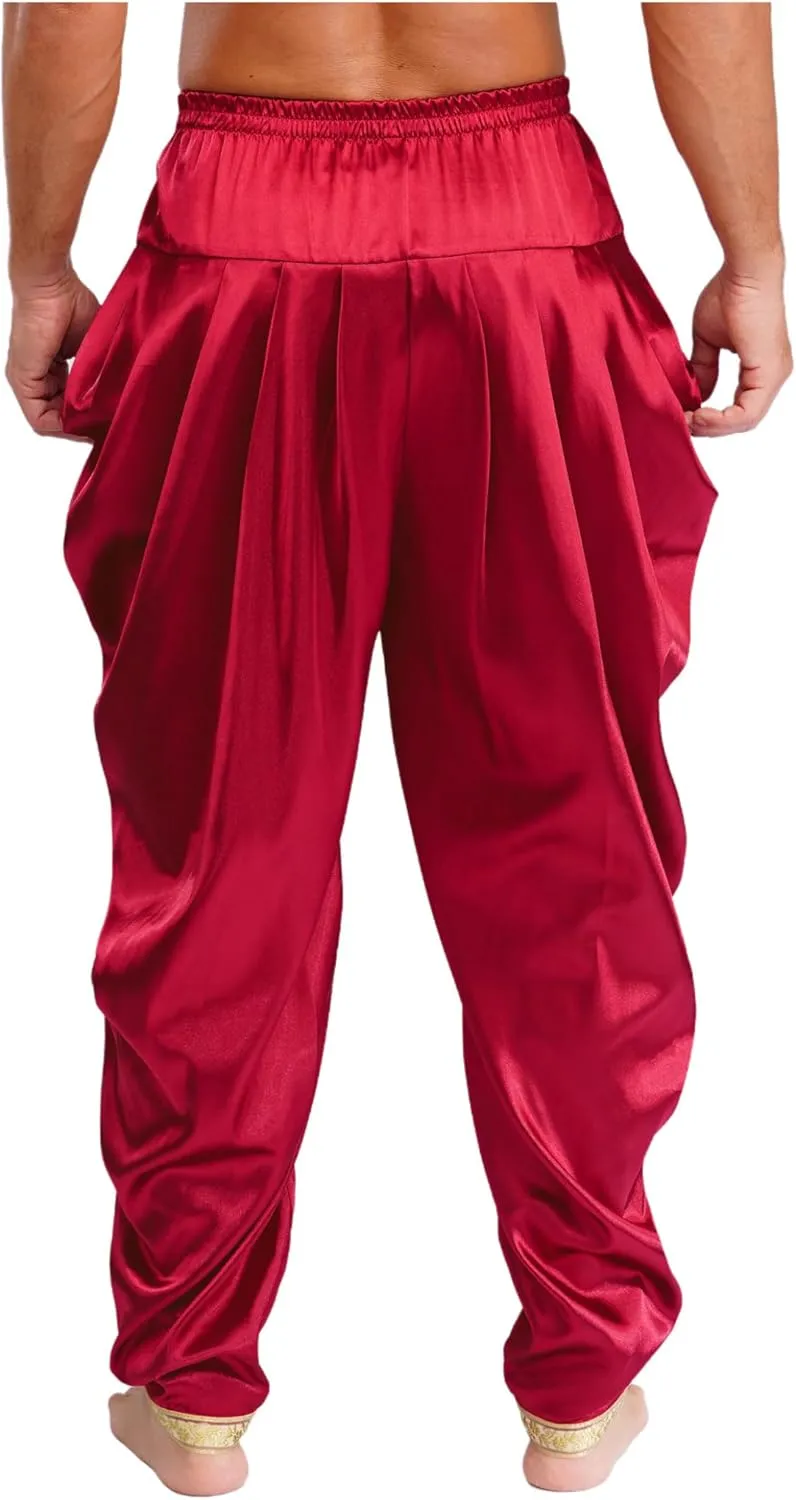 Mens Harem Pants Satin Yoga Beach Baggy Summer Trousers