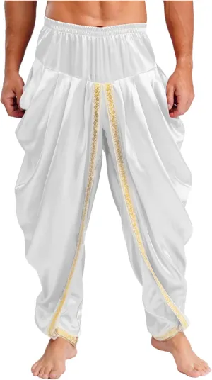 Mens Harem Pants Satin Yoga Beach Baggy Summer Trousers
