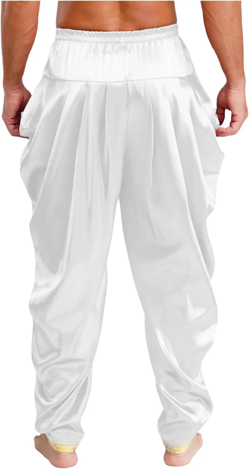 Mens Harem Pants Satin Yoga Beach Baggy Summer Trousers