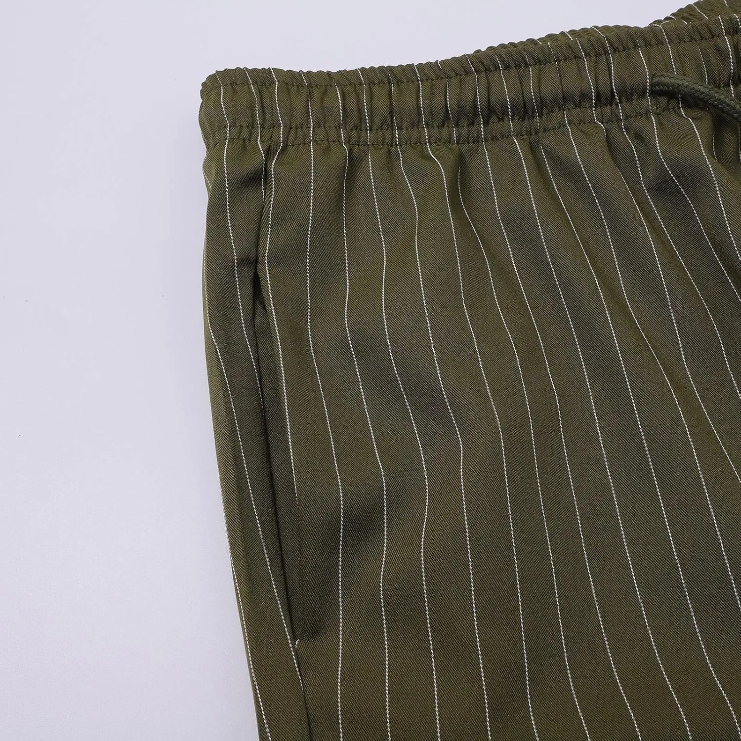 Mens Lightweight Casual Pants Striped Tight Stretch Quick Drying Outdoor Street Trousers Drawstring High Waisted Tapered Pant