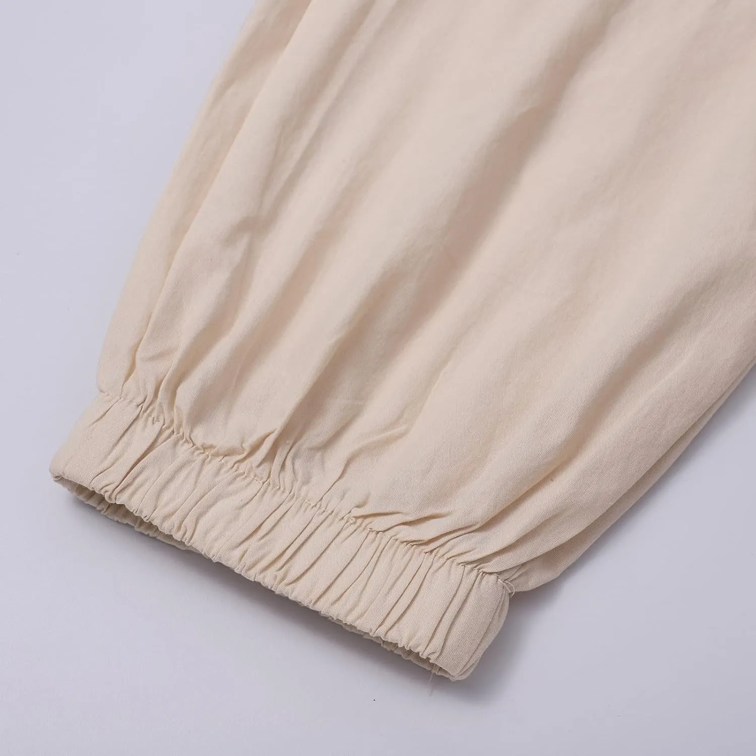 Mens Lightweight Quick Drying Flowy Casual Loose Trousers Cotton and Linen Long Pants Drawstring High Waisted Tapered Pants