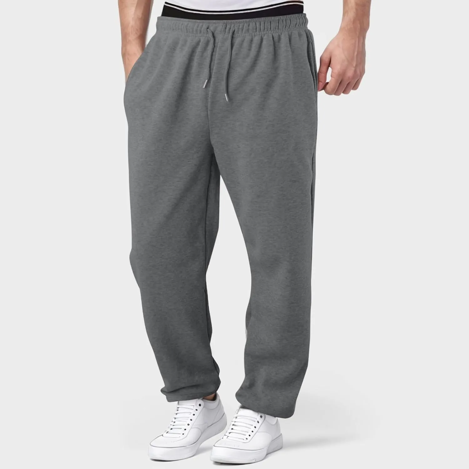 Men's Pants Casual Plus Size Jogger Gym Athletic Sweatpants Loose Elasticated Waistband Lounge Pant