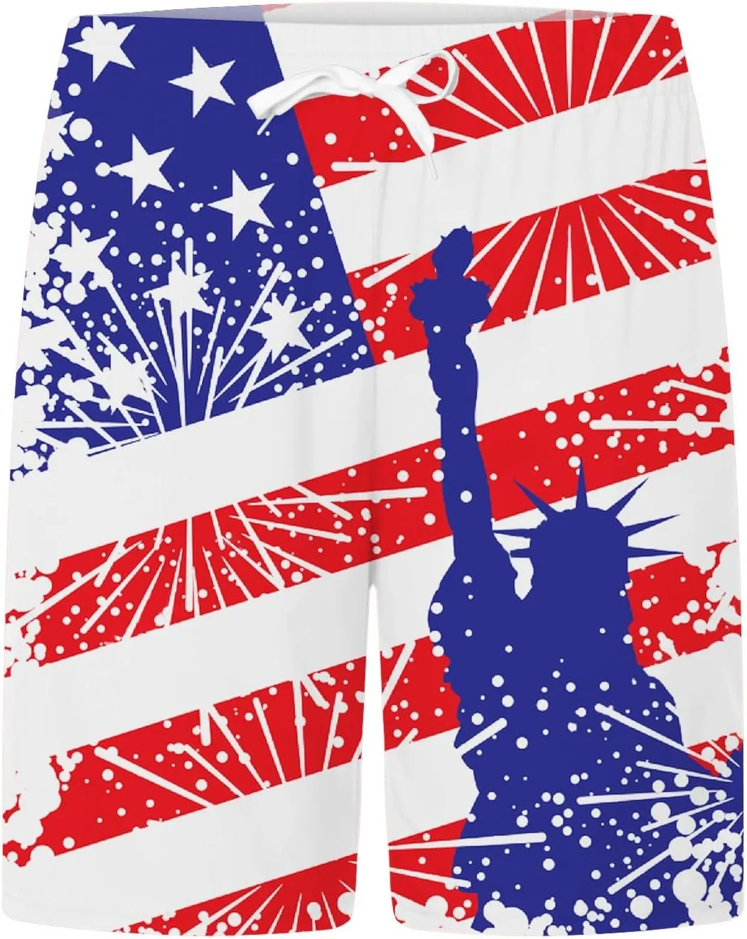 Mens Patriotic Graphic Shorts Independence Day Drawstring Elastic Waisted Casual Capris Combat Lightweight Drying Sportwear