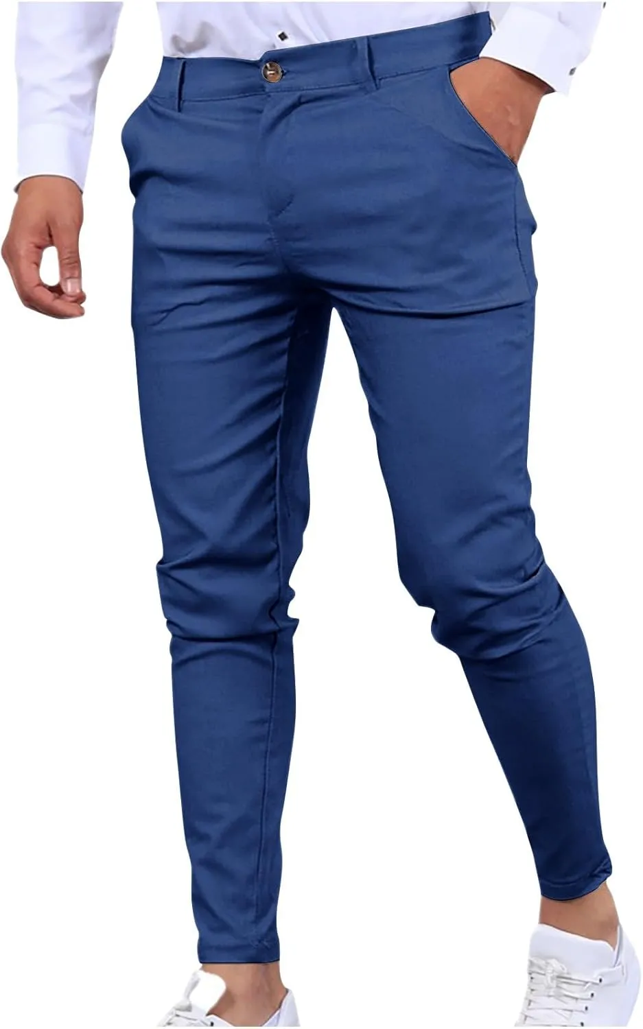 Mens Slim Fit Dress Pants Lightweight Casual Business Office Work Skinny Pants Comfy Flat-Front Stretch Golf Trousers