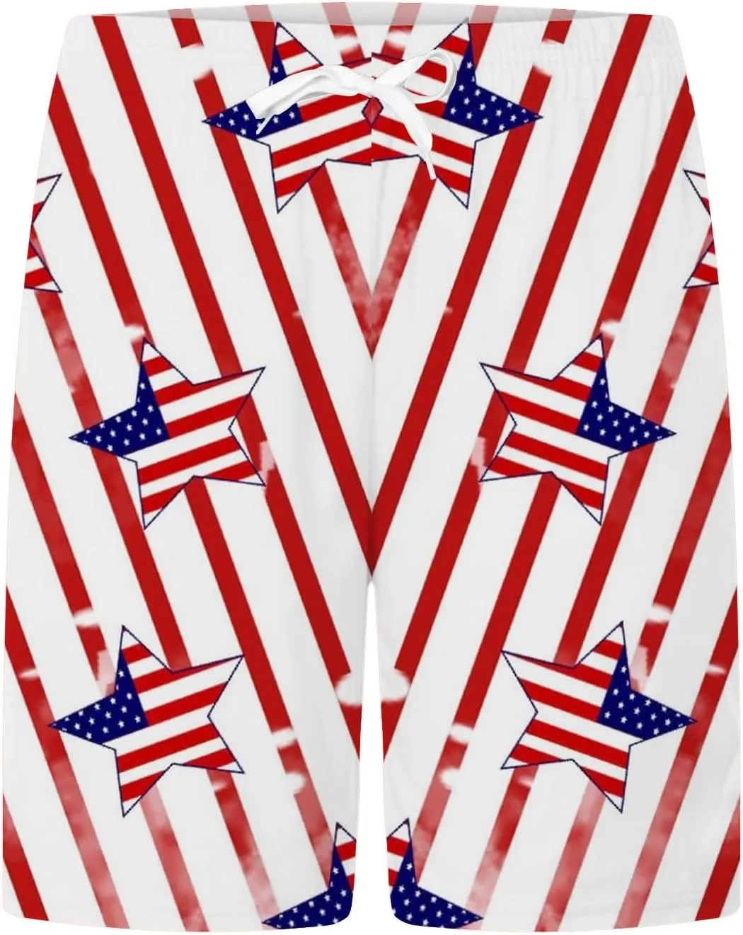 Mens Summer Shorts Independence Day Patriotic Print Casual Loose Pants USA Flag 4th of July Lightweight Combat Sports Capris