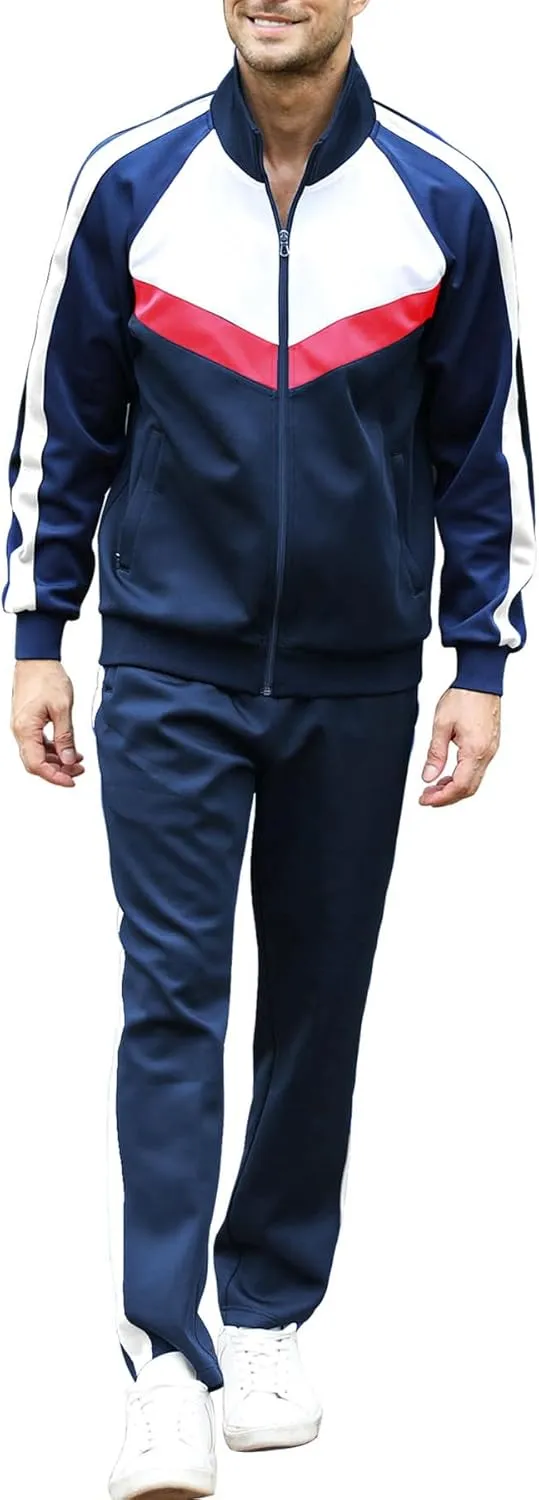 Men's Tracksuits Set 2 Piece Athletic Full Zip Track Suits Workout Jogging Sweatsuit Sets for Men