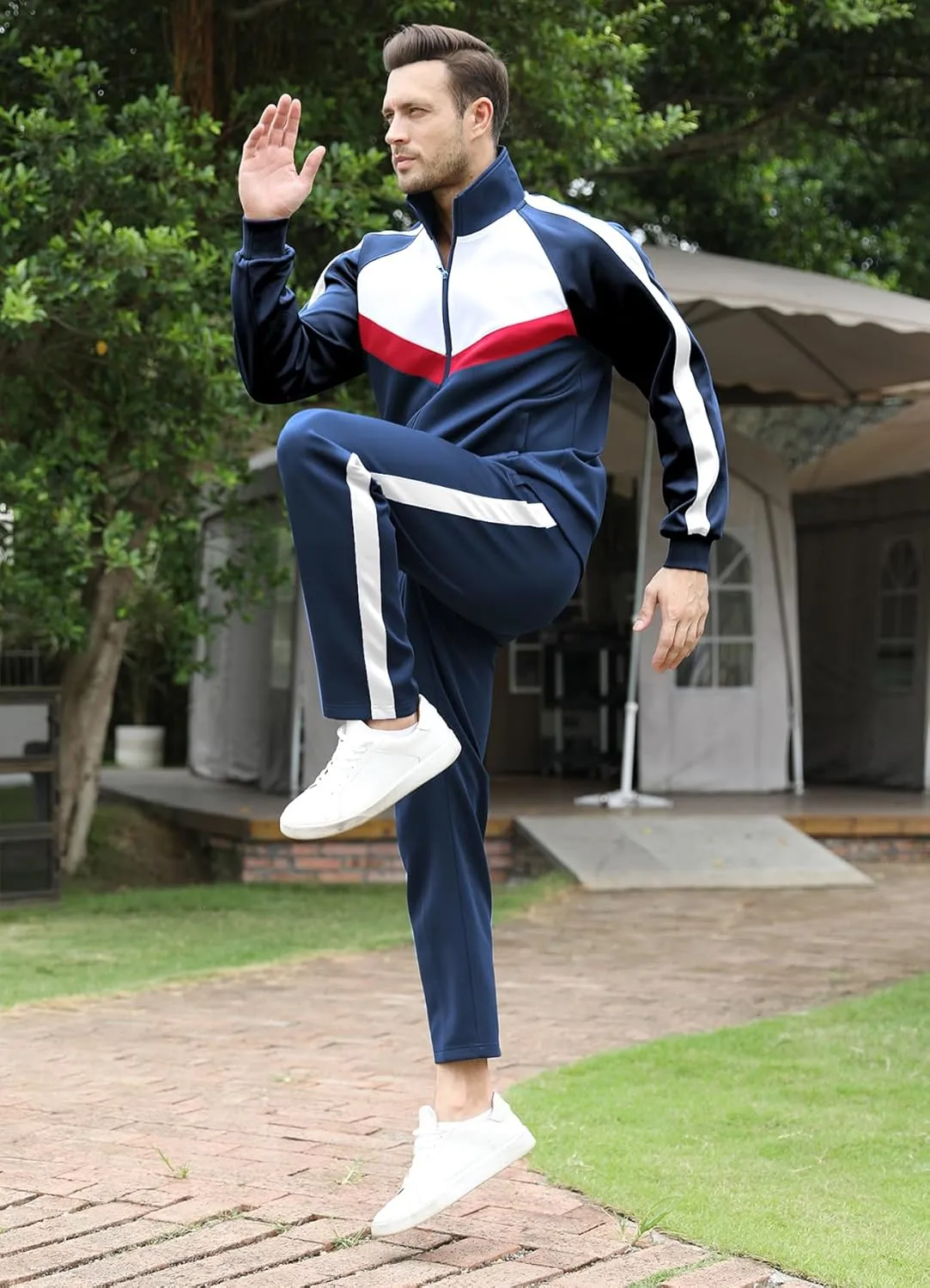 Men's Tracksuits Set 2 Piece Athletic Full Zip Track Suits Workout Jogging Sweatsuit Sets for Men
