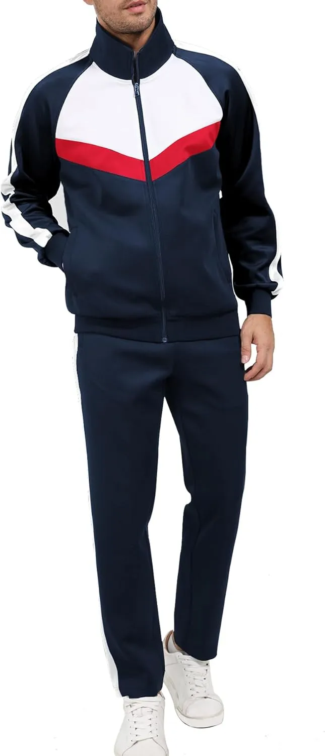 Men's Tracksuits Set 2 Piece Athletic Full Zip Track Suits Workout Jogging Sweatsuit Sets for Men