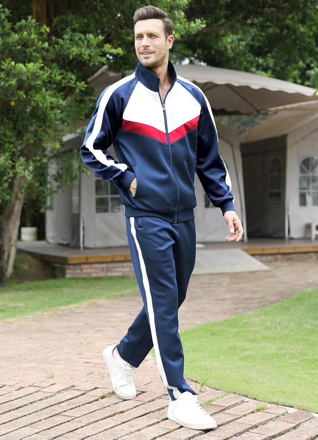 Men's Tracksuits Set 2 Piece Athletic Full Zip Track Suits Workout Jogging Sweatsuit Sets for Men