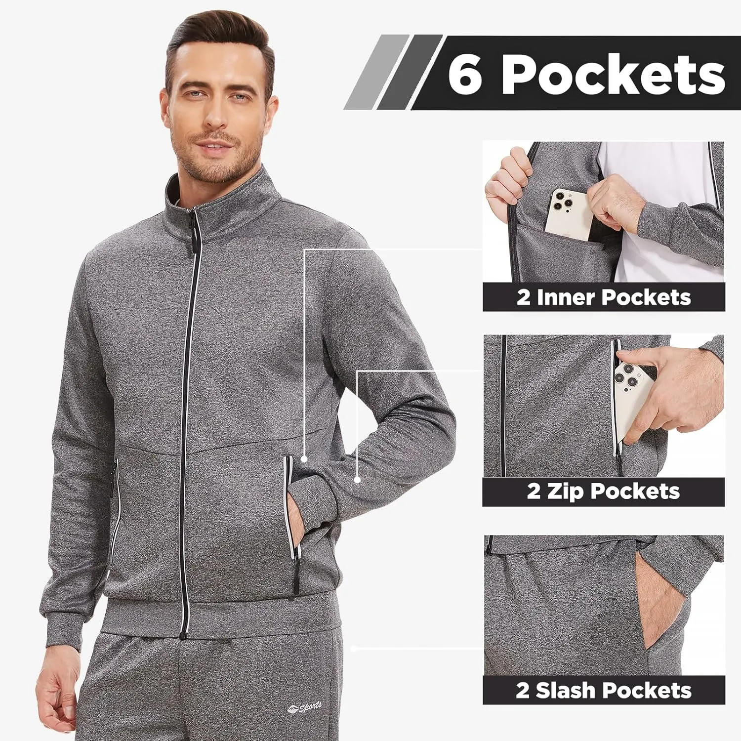 Men's Tracksuits Sweatsuits for Men Track Suits 2 Piece Set Casual Running Jogging Warm Up Full Zip Sweat Suits