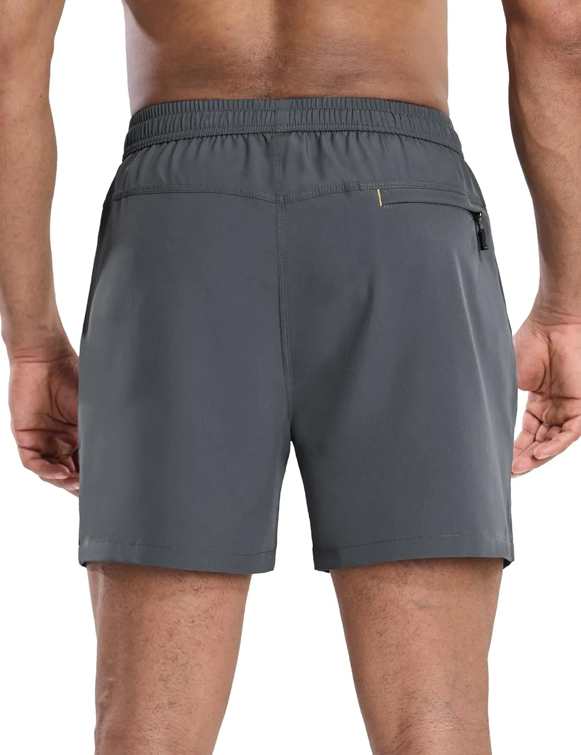 MIER Mens 5 Inch Shorts for Running Athletic Workout Dry Fit Gym Training Shorts with Zipper Pockets, No Liner
