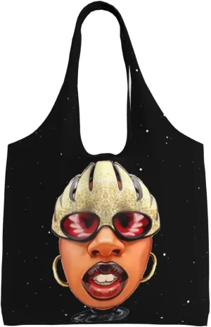 Missy Musics Elliott Shoulder Canvas Tote for Women Weekender Handbag Reusable Grocery Shopping Bag