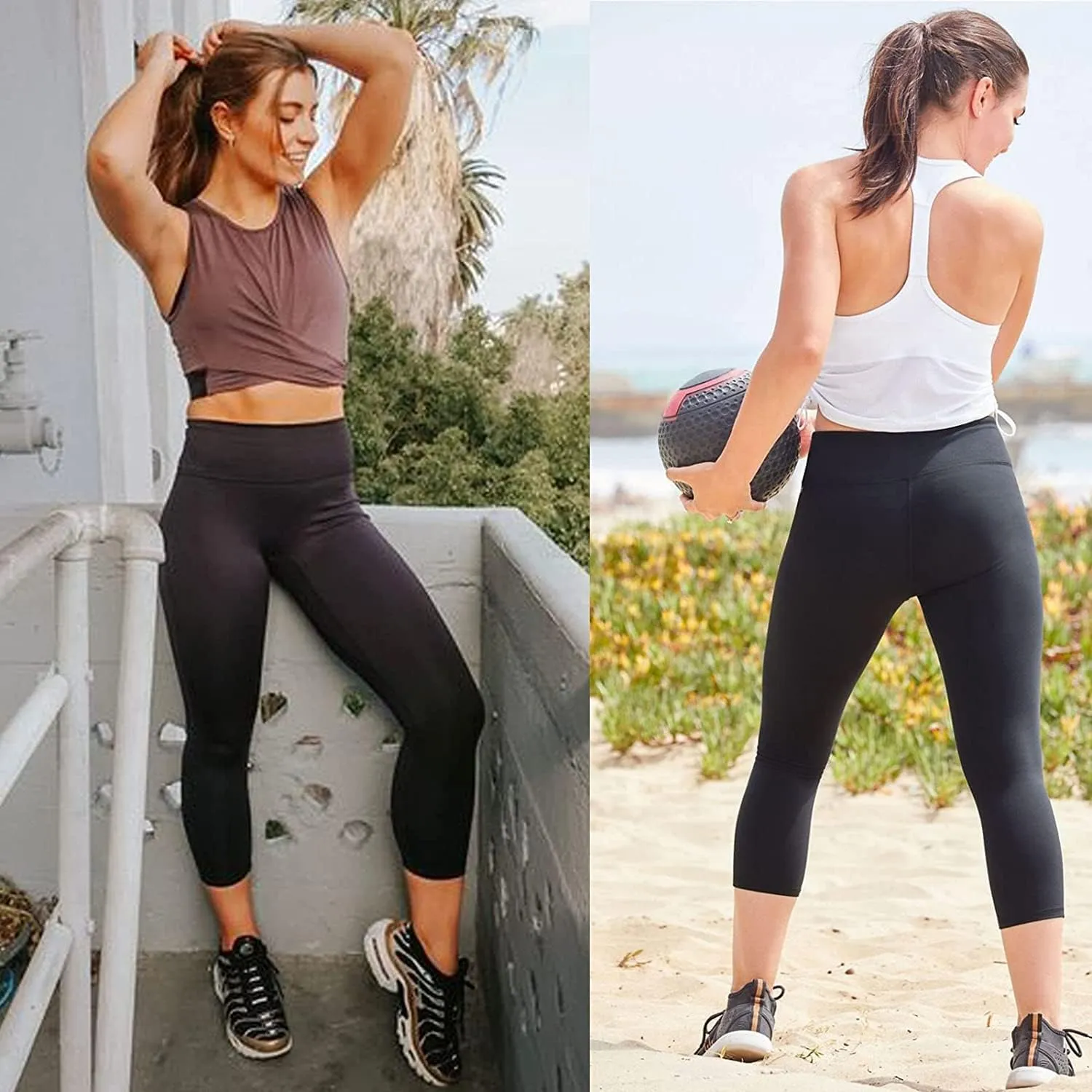 NEW YOUNG 3 Pack Leggings with Pockets for Women,High Waisted Tummy Control Workout Yoga Pants
