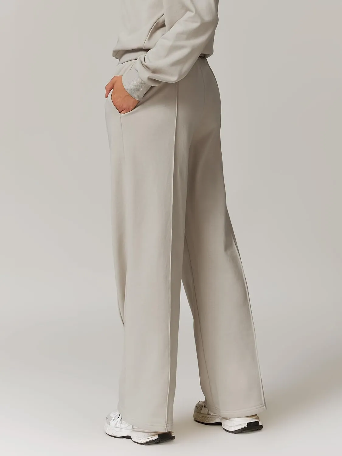 ODIZLI Women's Drawstring Straight Leg Sweatpants with Pockets Wide Leg Jogger Active Pants Lounge Trousers High Waist