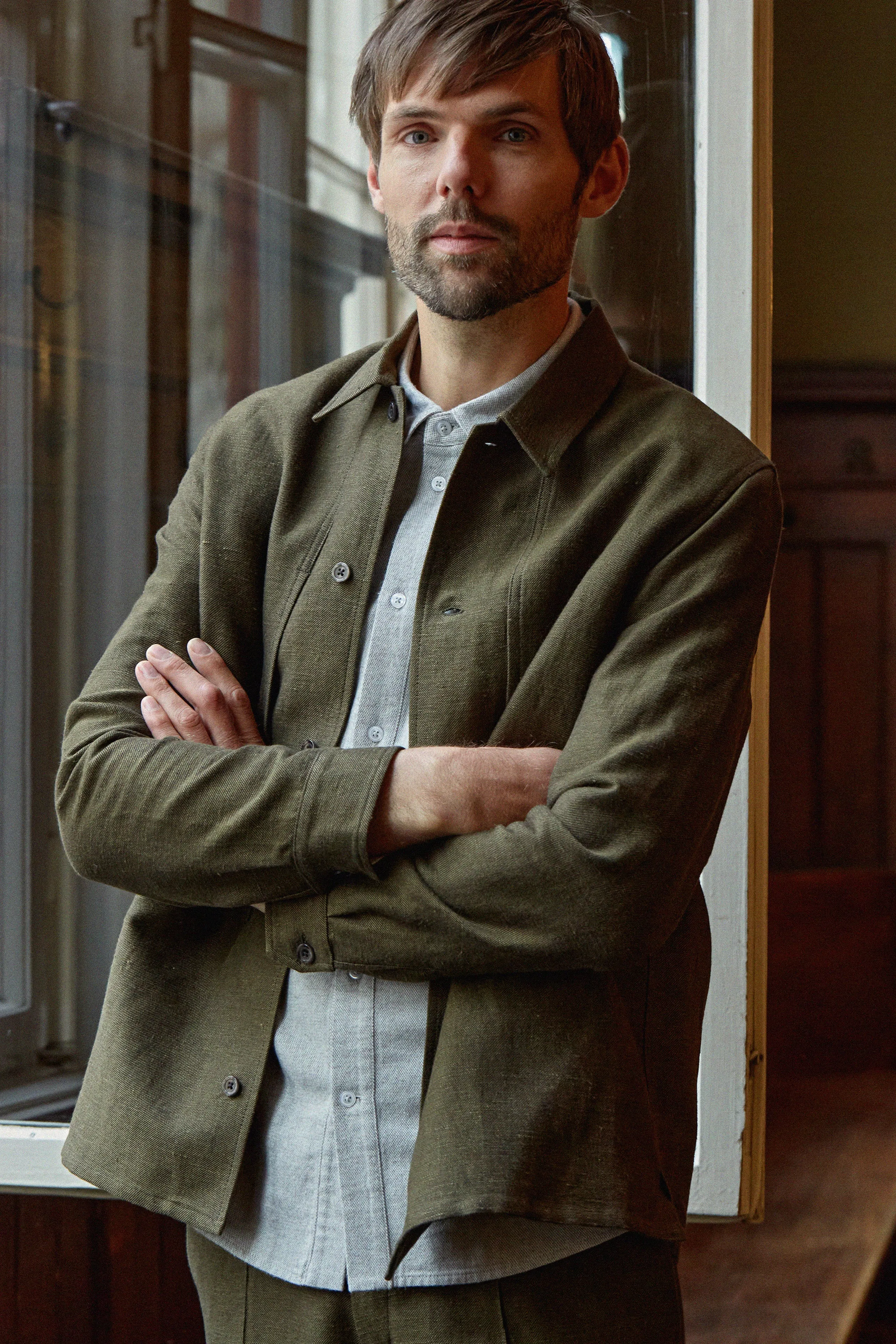 OWE overshirt winter linen olive