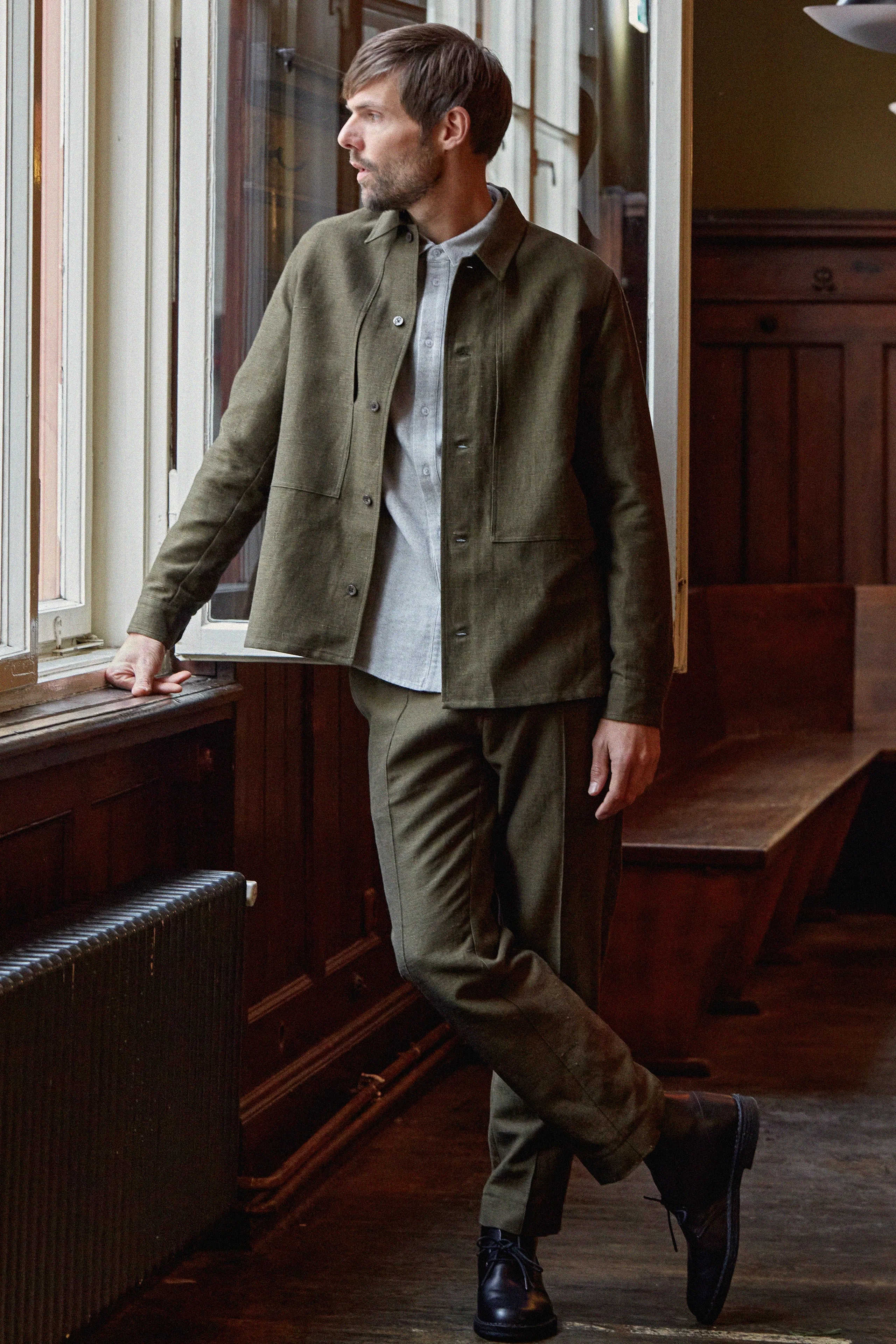OWE overshirt winter linen olive