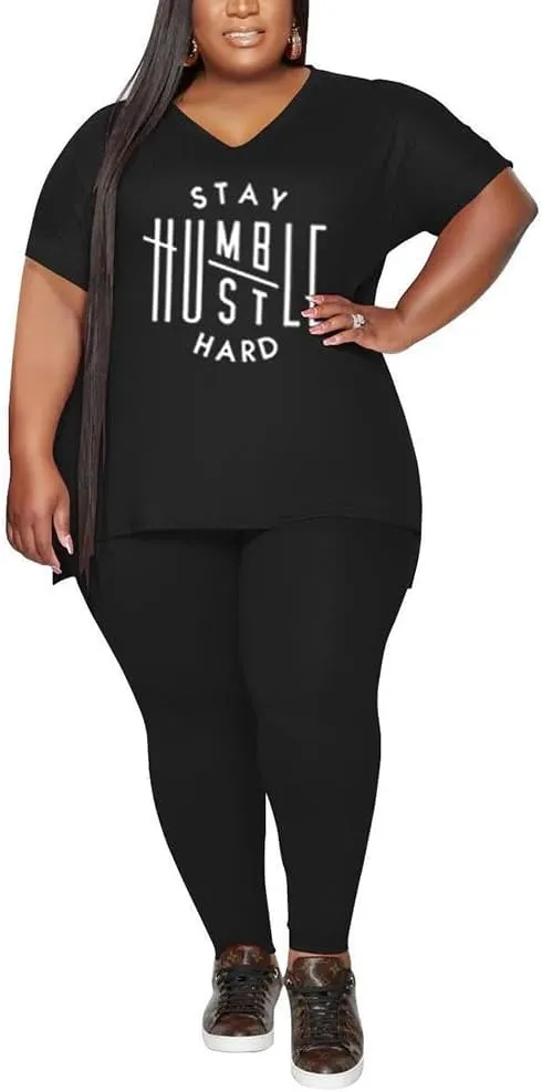 PINSV Women's Plus Size 2 Piece Outfits Sweatsuits Tracksuit Loungewear Sets