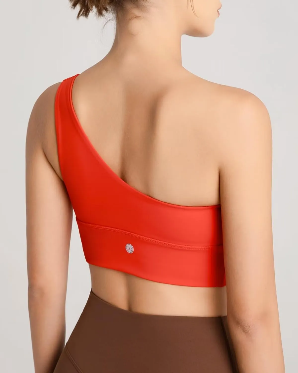 QUEENIEKE Womens One Shoulder Sports Bra Workout Strap Yoga Bras Cute Low Support Tops