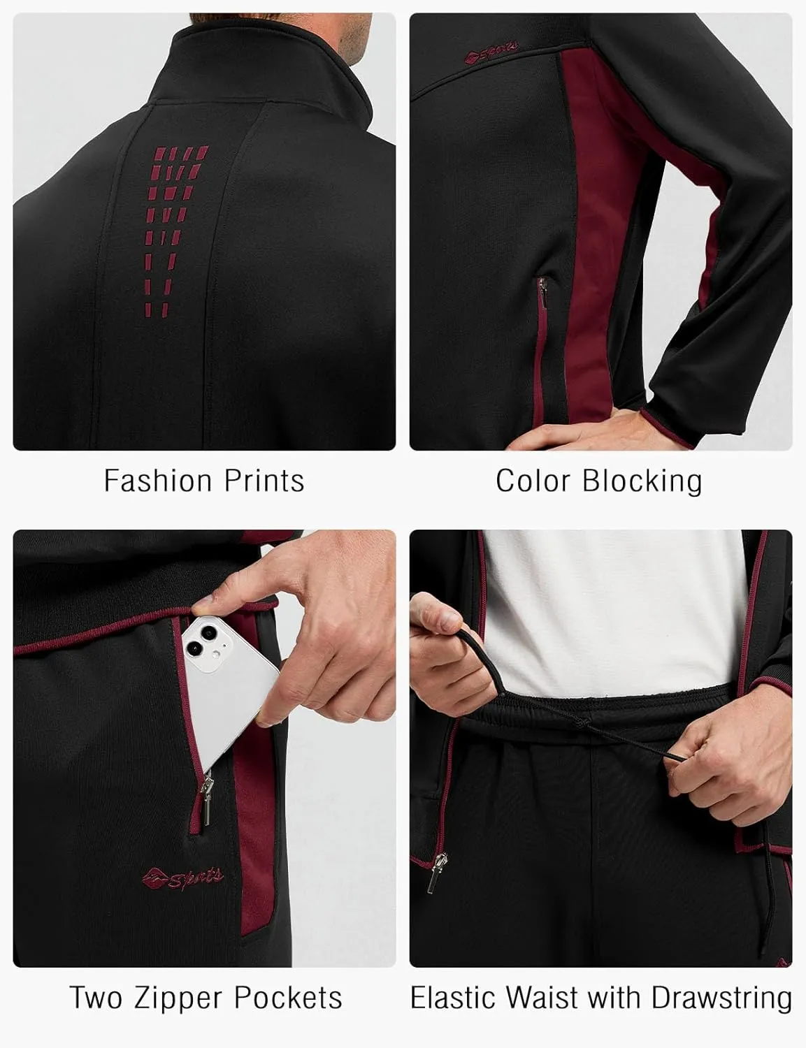 Rdruko Men's Tracksuit Sweatsuits 2 Piece Set Athletic Jogging Gym Activewear Sweat Track Suits Sets