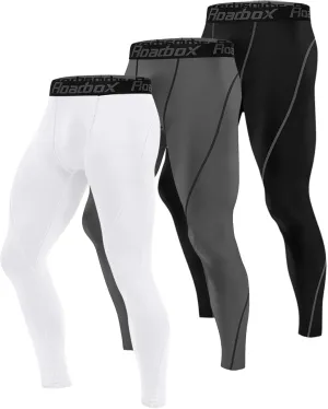 Roadbox 1, 2 or 3 Pack Men's Compression Pants Athletic Base Layer Cycling Tights Leggings for Running Yoga Basketball