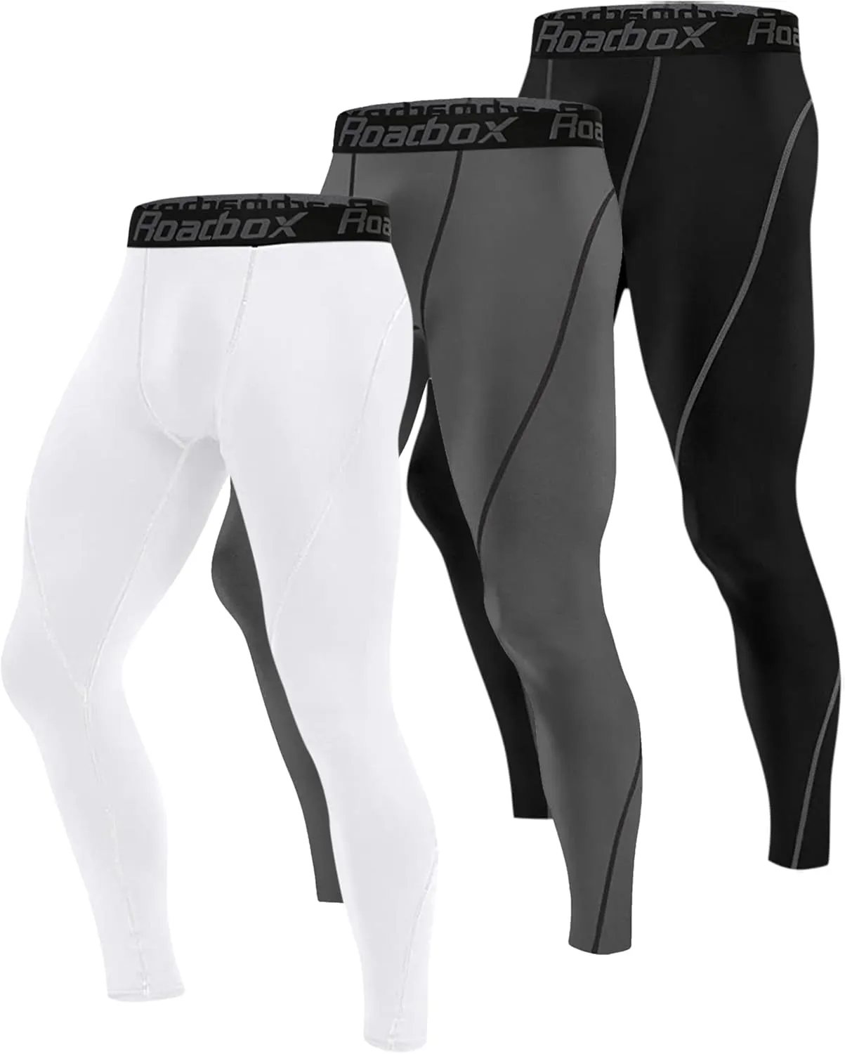Roadbox 1, 2 or 3 Pack Men's Compression Pants Athletic Base Layer Cycling Tights Leggings for Running Yoga Basketball