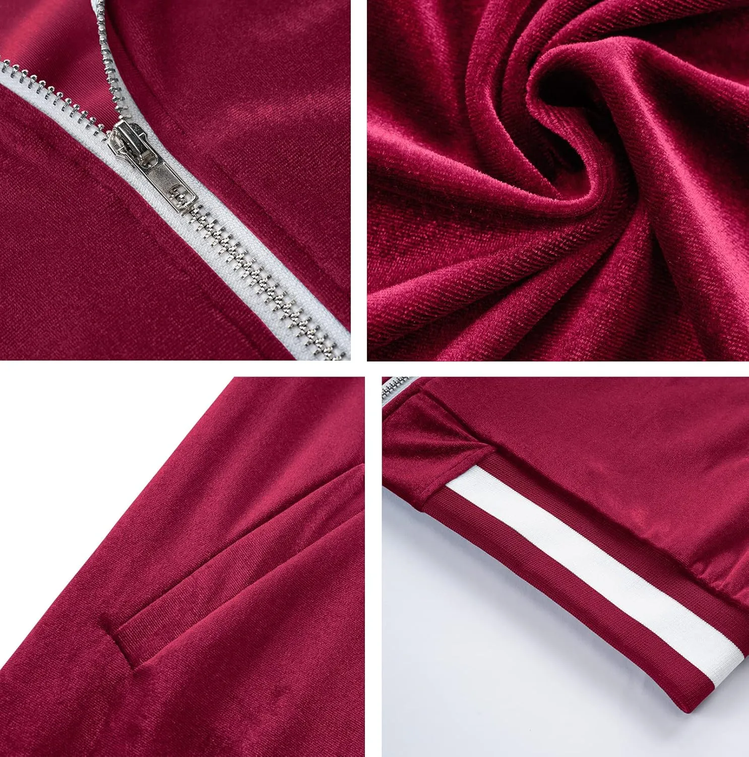 RPOVIG Velour Tracksuit Sweatsuit Velvet:Men's Jogging track suit 2 Pieces Set Zip Up Sweatshirts Jacket Pants With Pockets