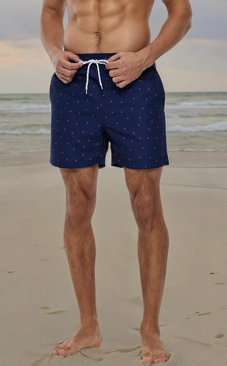 SILKWORLD Mens Swimming Trunks 5 Inch Inseam Swim Shorts Summer Bathing Suit Swimwear Beachwear with Pockets
