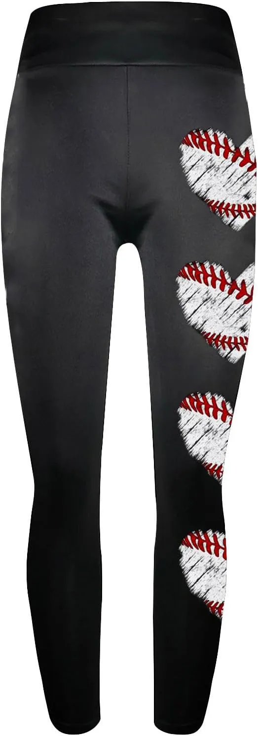 Sinzelimin Baseball Leggings for Womens 2025 Fashion Tights Trouser Yoga Legging Stretch Slim Fit Sport Pant Jogger Sweatpant